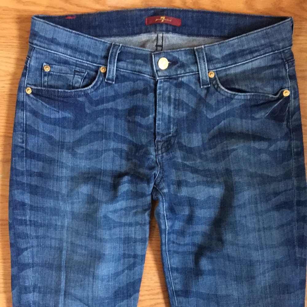 7 for All Mankind Skinny Jeans Tiger Zebra Animal Print sz 28